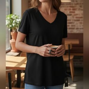 Clara Sun Woo - NWT, Black Reversible Blouse, V-Neck W/ 1-1/2" Strap Or Round...